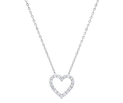 Ladies Sterling Silver 1/2 Ct. TW Lab Diamond Heart Necklace With 18" Chain