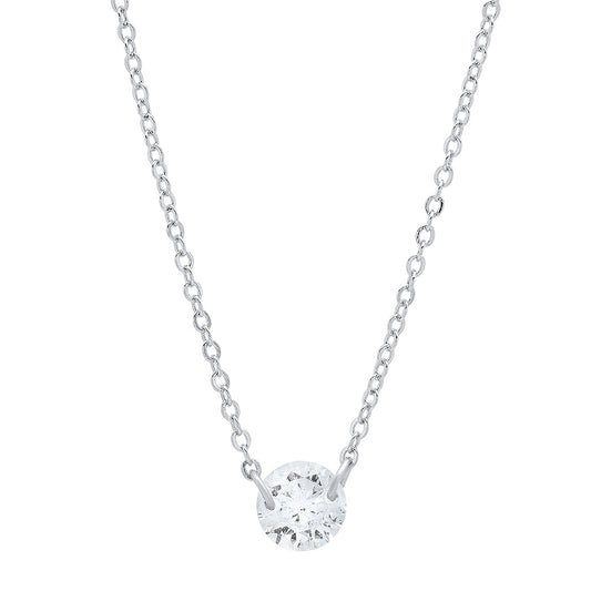 Sterling Silver 6mm Cubic Zirconia Necklace