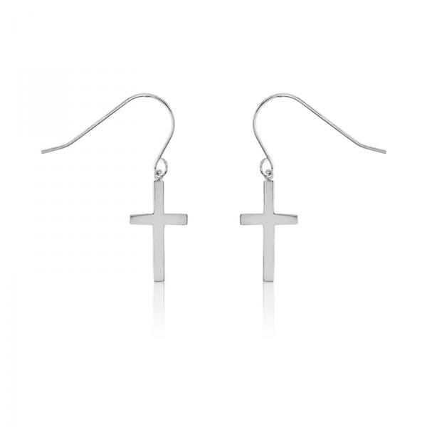 Small Cross Earrings - Sterling Silver 
