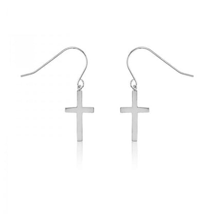 Small Cross Earrings - Sterling Silver 