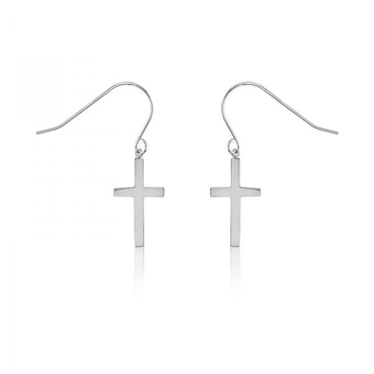 Small Cross Earrings - Sterling Silver 