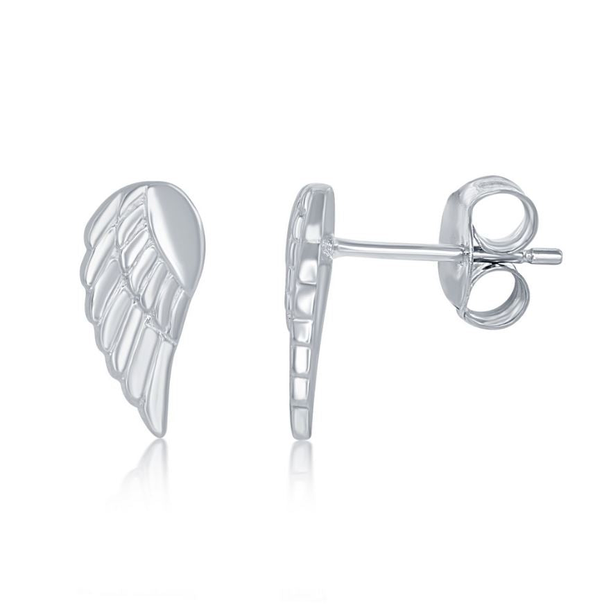 Sterling Silver Small Angel Wing Stud Earrings