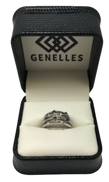 N 14K White Gold Diamond/Sapphire Ring