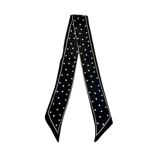 Twilly Scarf Black with White Polka Dots 0