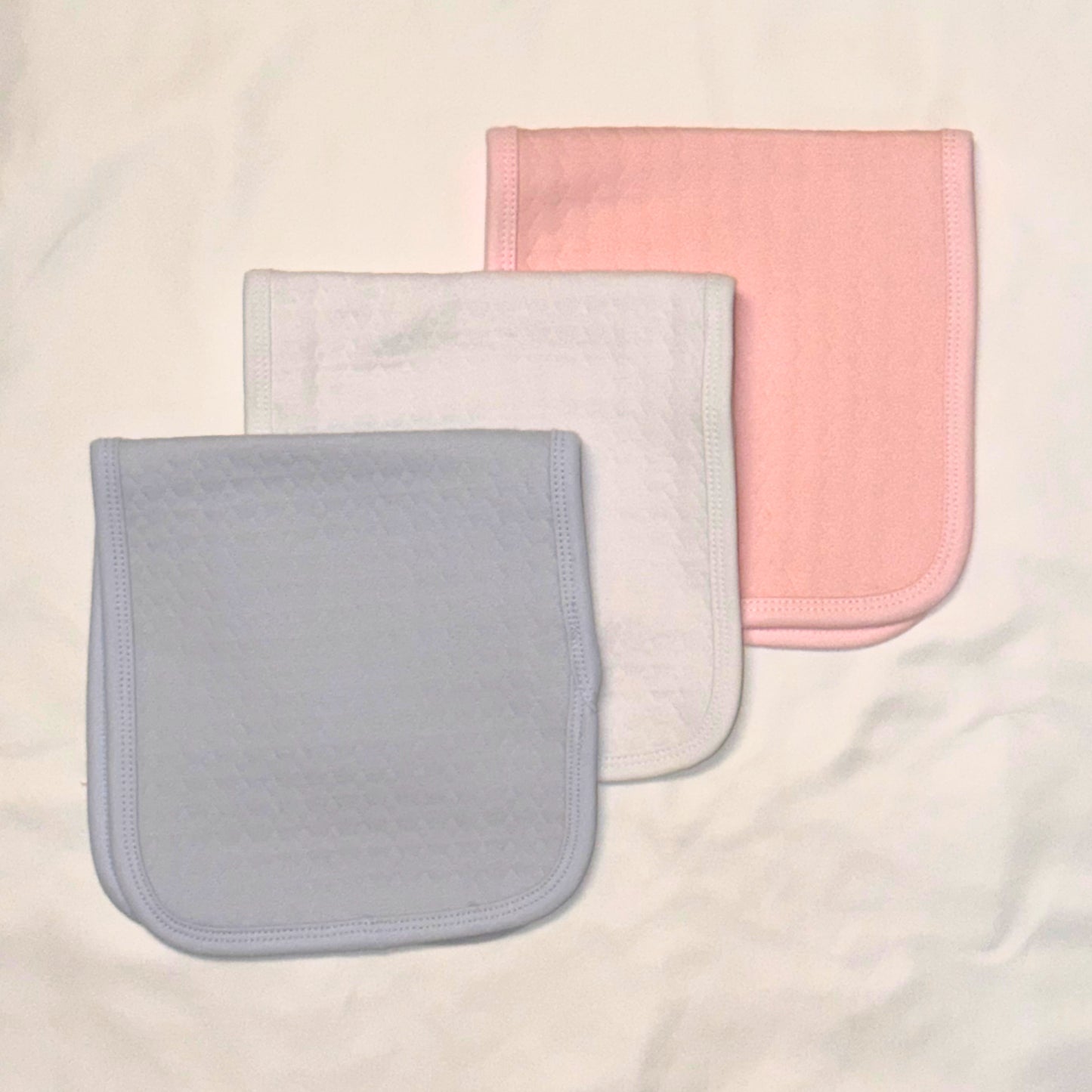 Baby Burp Cloth Slim Pearl Diamond Quilted Pink, Blue, White