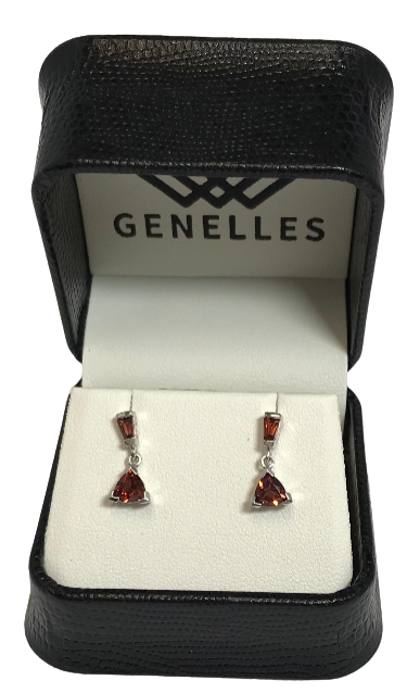 U 48095 14K WG Red Stone Dangle Earrings