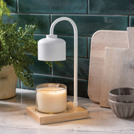 ALWHW Candle Warmers Arched Candle Warmer Lamp White & Wood 0