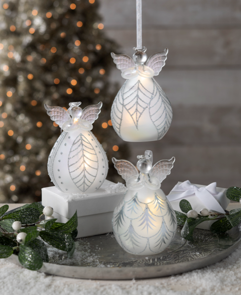 ARDX1553 Ganz LED Frosted Angel Ornaments 4.75IN 0