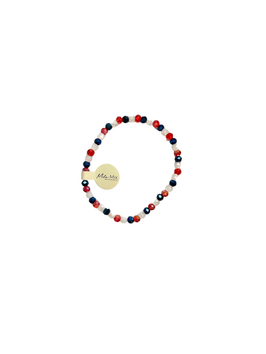 Mila-252 Mila Mix Americana Beaded Stretch Bracelet
