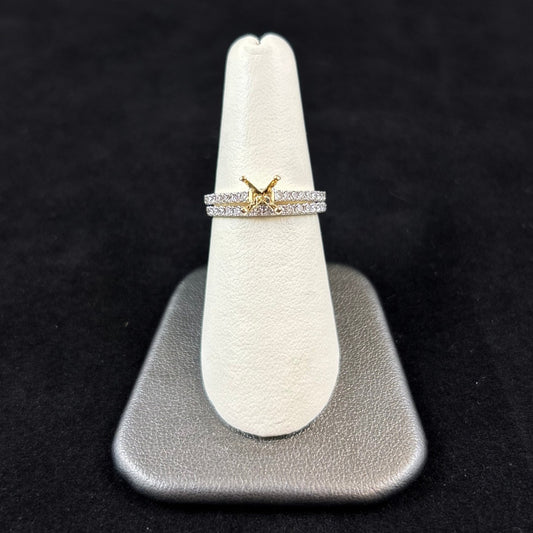 14K Yellow Gold .50CTTW Diamond Semi Mount Wedding Set