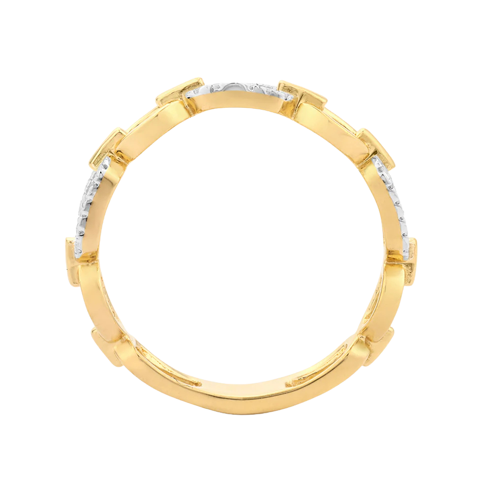 Ella Stein Sterling Silver Gold Plated .07CTTW Diamond Stackable Ring