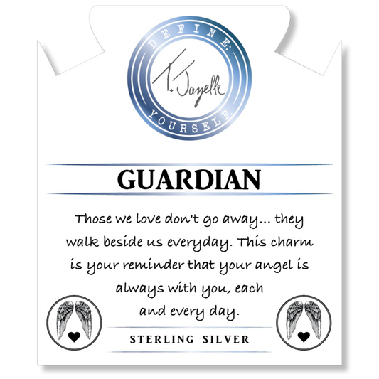 Madagascar Quartz Gemstone Beaded Bracelet with Guardian Sterling Silver Charm