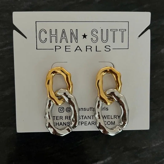 400014 Chansutt Pearls Gold and Silver Chain Earrings Waterproof 18k Plated Stainless Steel Water Resistant Lifetime Warranty