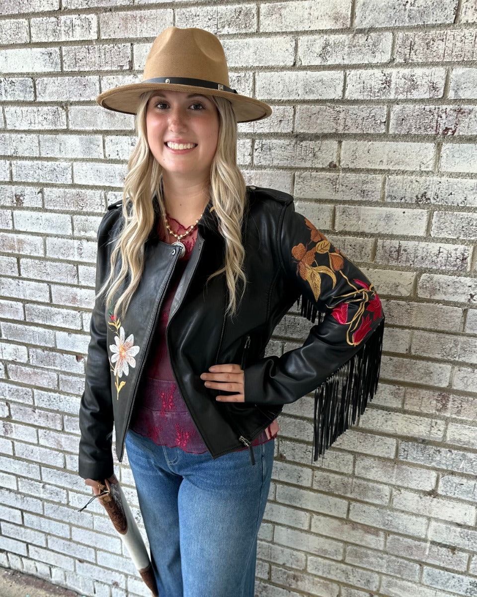 Myra Bag Thorn & Thunder Leather Jacket in Ink Bloom