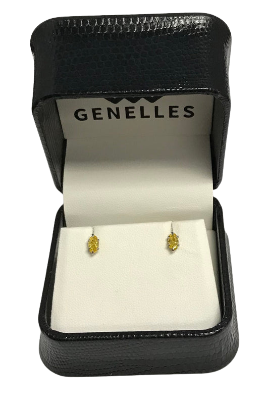 ER0900WBS 14K WG Yellow Stone Earrings