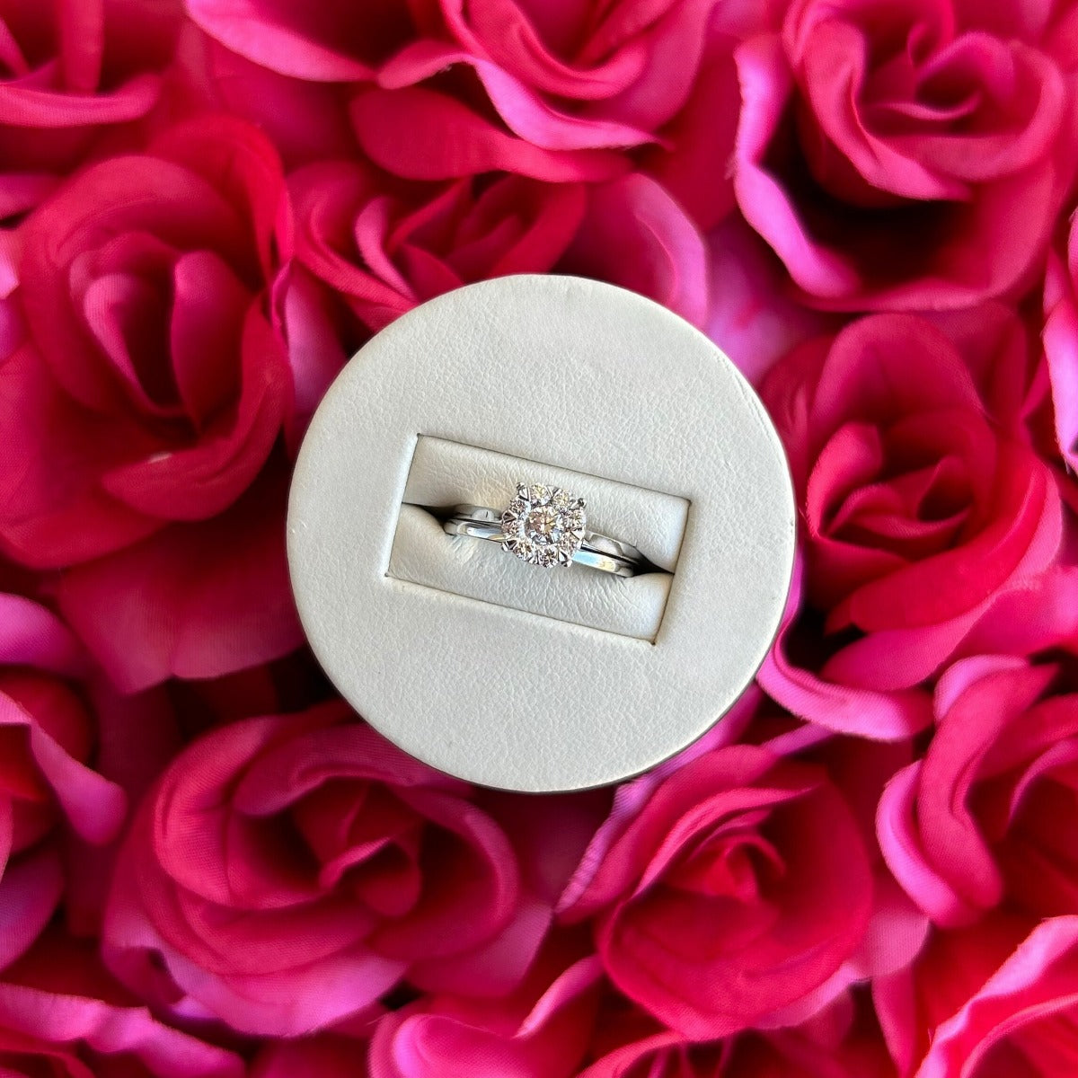 14K White Gold .55CTTW Cluster Diamond Wedding Set - Size 7