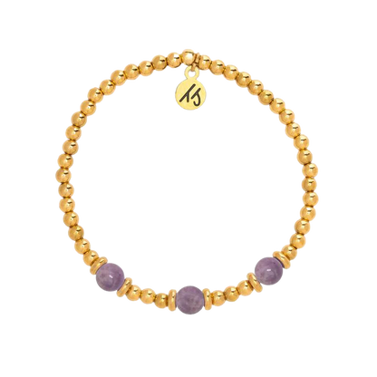 18K Yellow Gold Filled Lepidolite Beaded Bracelet - You Got This