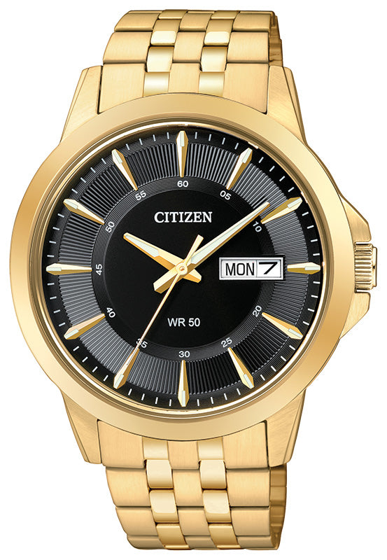 Mens Stainless Steel Gold Tone Citizen Quartz Watch - BF2013-56E