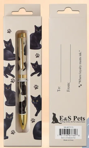 737-5 E & S Pets Black Cat Ball Point Pen