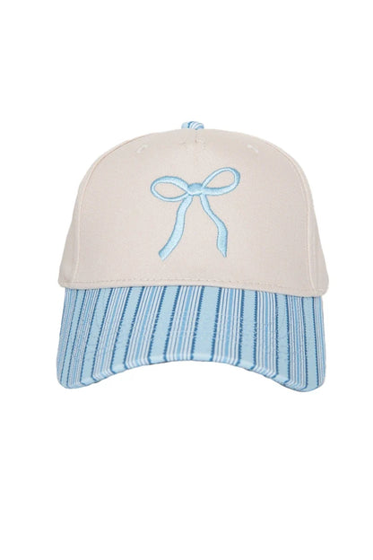 KDC-BC-1142 Katydid Coquette Bow Vintage Two-Toned Hat Light Blue Stripe 0