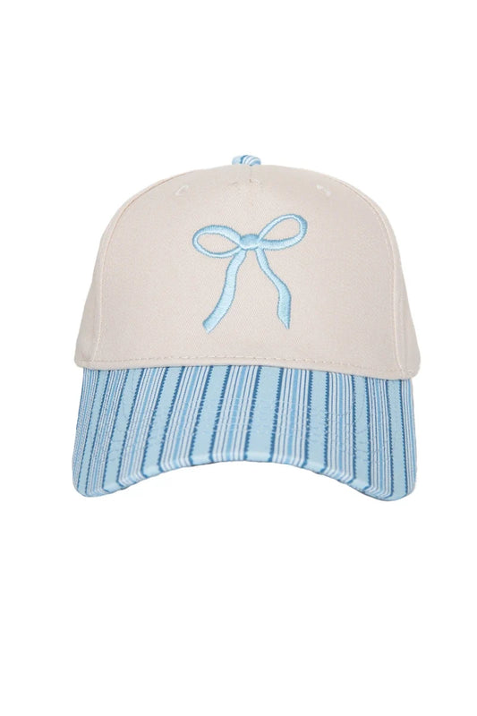 KDC-BC-1142 Katydid Coquette Bow Vintage Two-Toned Hat Light Blue Stripe 0