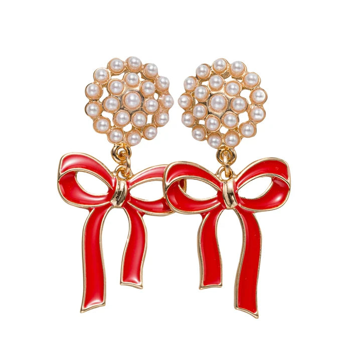 JM70678E-10 Jane Marie Enamel Bow Earring with Pearl 0