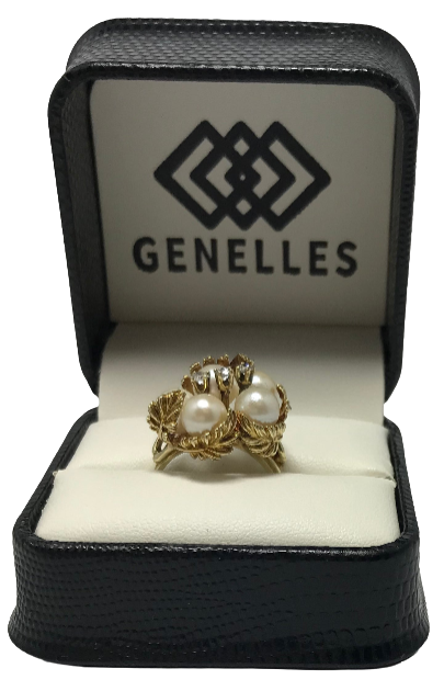 U 14K Yellow Gold 14PT Cttw / 5 Pearl Ornate Ring