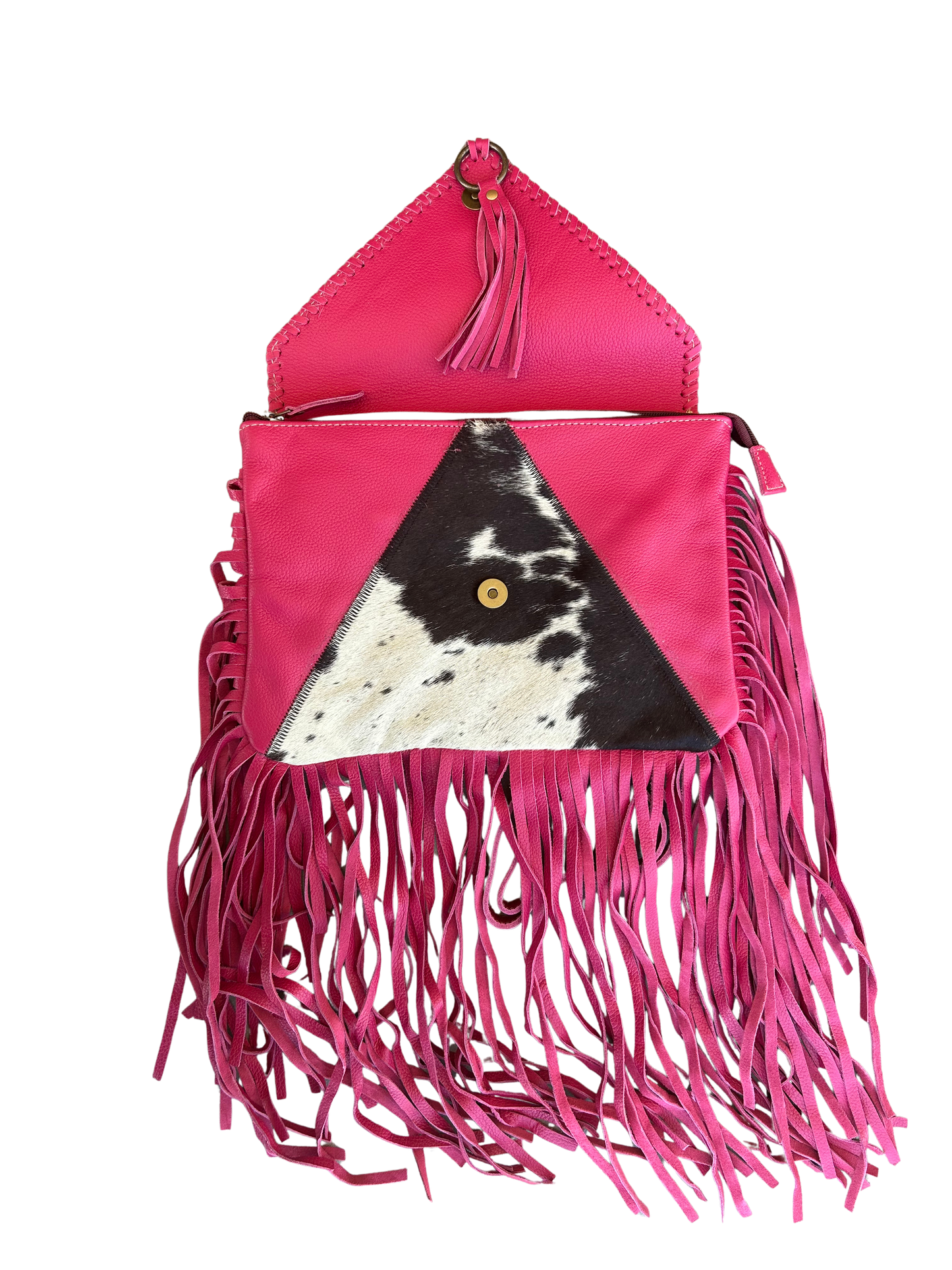 S-8851 Letterstone Trail Fringe Leather & Hairon Bag