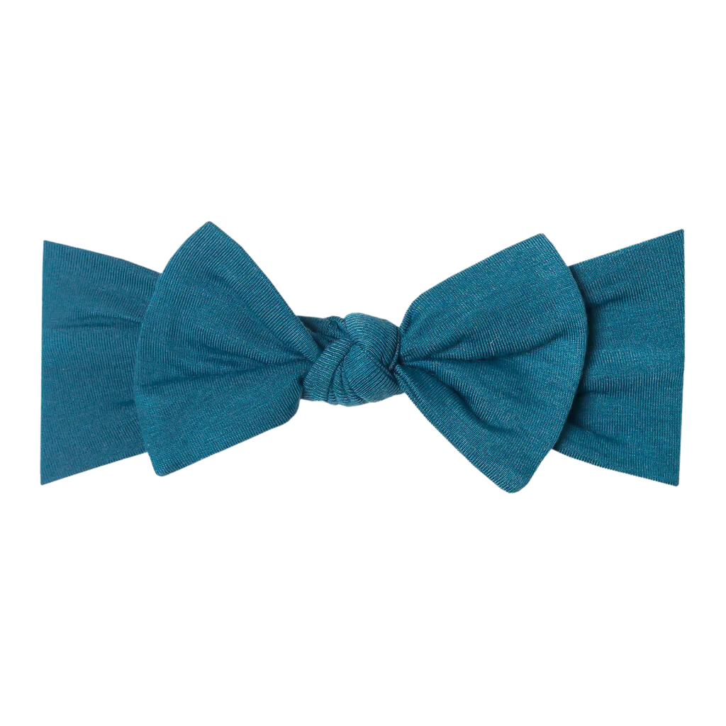 Copper Pearl Knit Headband Bow - Steel