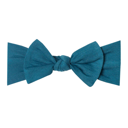 Copper Pearl Knit Headband Bow - Steel