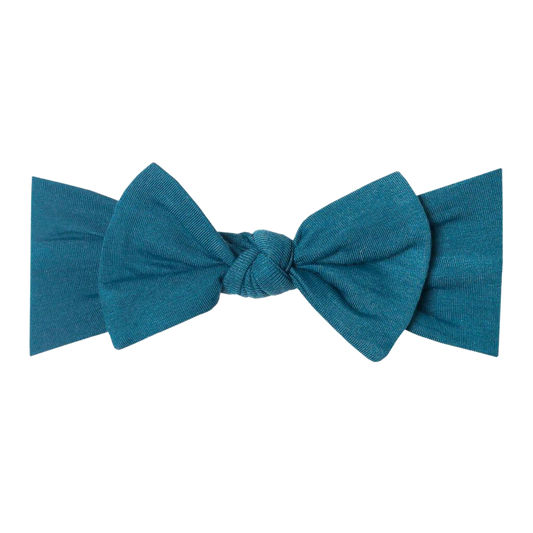 Copper Pearl Knit Headband Bow - Steel