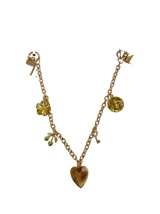 BC3804C Gold Bee, Heart, Flower, & Cherry Bag Charm