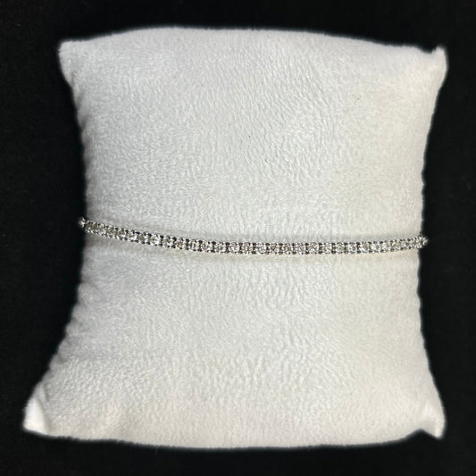 10K White Gold .75CTTW Diamond & Paperclip Tennis Bracelet