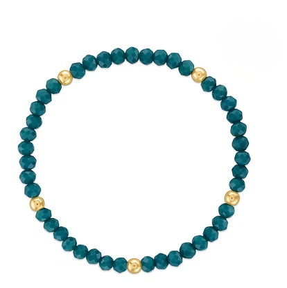 MILA-810Mila-Mix Dark Teal with Gold Tone Ball Stretchy Facet Stretchy Bracelet 0