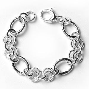 722 KAR534 Southern Gates Sterling Silver Athena Hammered Oval Link Bracelet 0