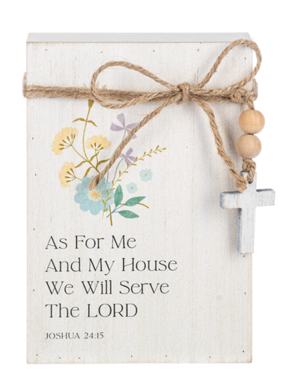 CB188553 Ganz Floral Bible Verse Message Block with Beaded Cross