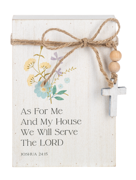 CB188553 Ganz Floral Bible Verse Message Block with Beaded Cross