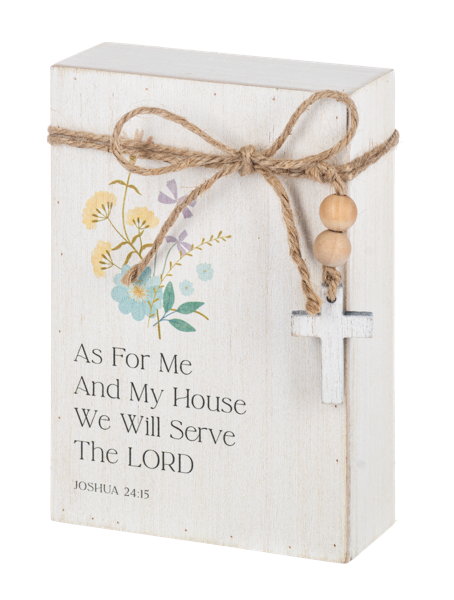 CB188553 Ganz Floral Bible Verse Message Block with Beaded Cross