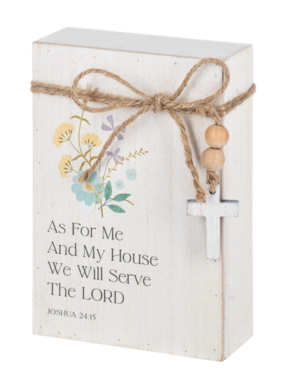 CB188553 Ganz Floral Bible Verse Message Block with Beaded Cross