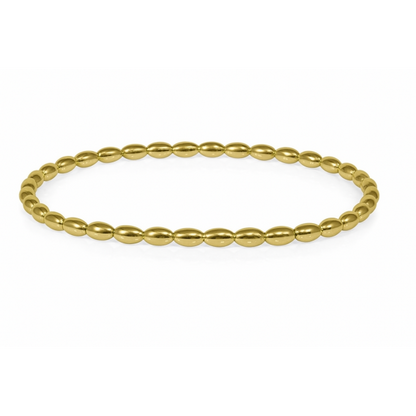 742 DER B338 Southern Gates Gold Plated Sterling Silver 7in 4mm Rice Bead Elastic Bracelet 0