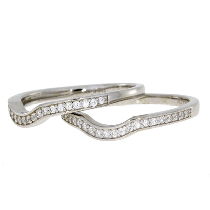 Sterling Silver CZ Halo Engagement Set