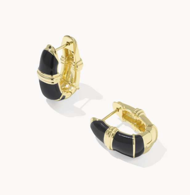 9608897872 Kendra Scott Courtney Enamel Huggie Earring Gold/Black 0