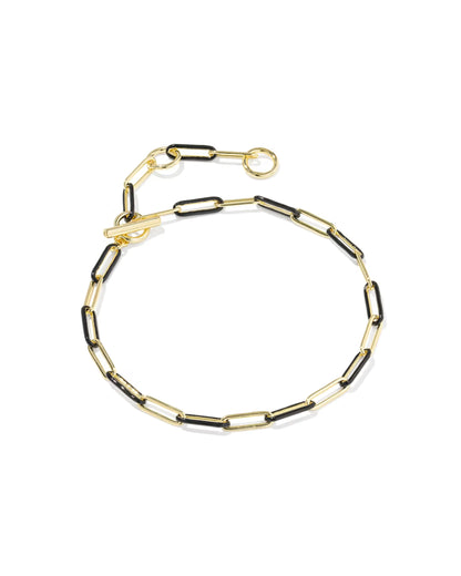 9608853009 Kendra Scott Courtney Enamel Link Bracelet Gold/Black  0