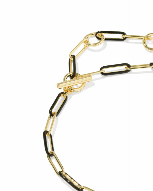 9608853009 Kendra Scott Courtney Enamel Link Bracelet Gold/Black  0