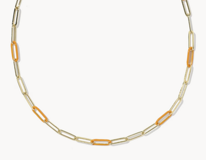 9608897194 Kendra Scott Courtney Enamel Link Necklace Bright Orange/Gold 0