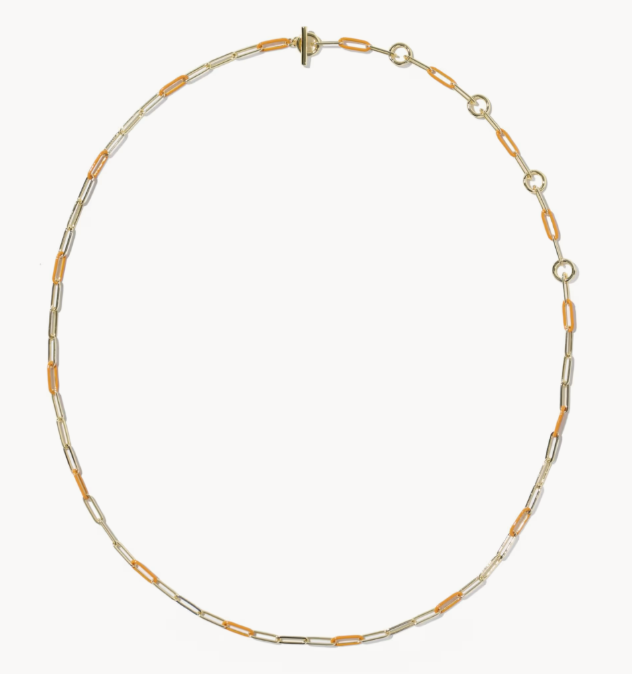 9608897194 Kendra Scott Courtney Enamel Link Necklace Bright Orange/Gold 0
