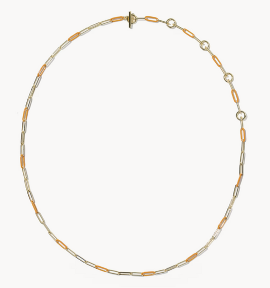 9608897194 Kendra Scott Courtney Enamel Link Necklace Bright Orange/Gold 0