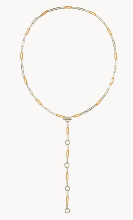 9608897194 Kendra Scott Courtney Enamel Link Necklace Bright Orange/Gold 0