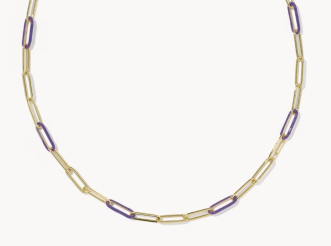9608897294 Kendra Scott Courtney Enamel Link Necklace Gold/Purple 0