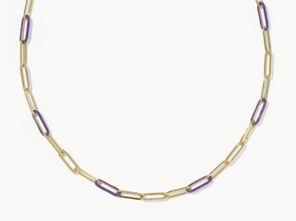 9608897294 Kendra Scott Courtney Enamel Link Necklace Gold/Purple 0